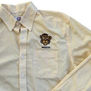 Cutter & Buck Missouri Tigers Mizzou Yellow Oxford Stripe Button Down Top S